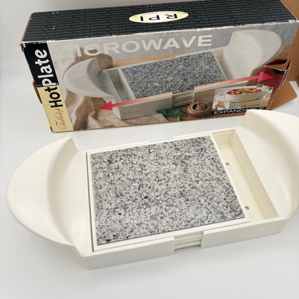 RPI Tabletop Hot Plate Microwave Warming Tray Serving Dish Expandable Granite
